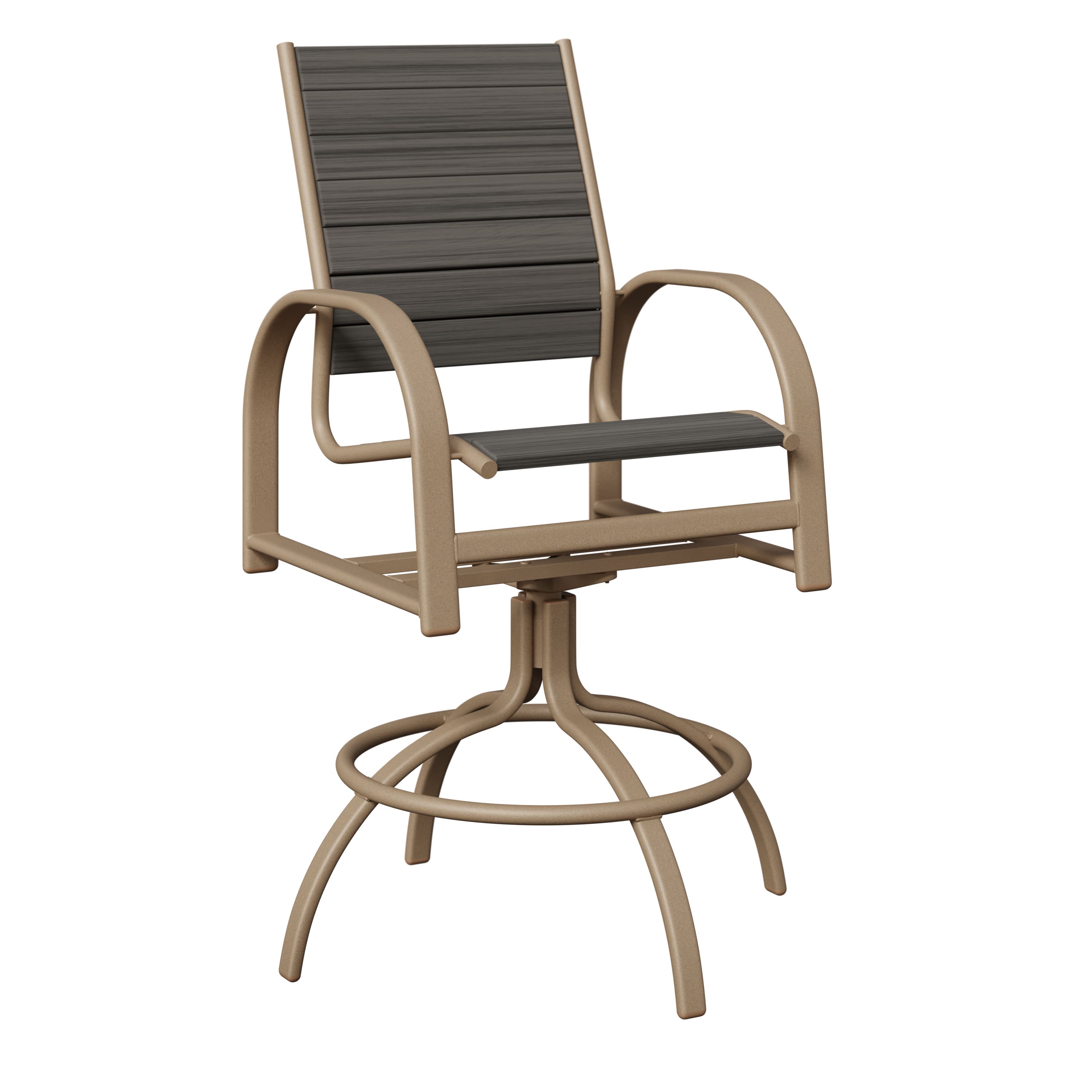 Murphy Aluminum+Poly Swivel Bar Chair by Berlin Gardens - 191-MSBP - Oak Wood Vein, Coastal Gray Murphy Aluminum+Poly Swivel Bar Chair by Berlin Gardens - 191-MSBP - 191-MSBP