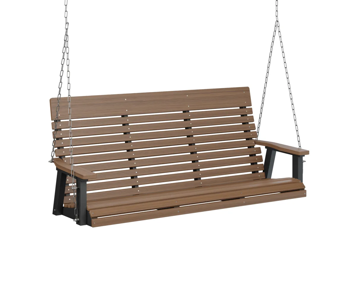 Casual Back Three Seat Swing by Berlin Gardens - Antique Mahogany, Black Casual Back Three Seat Swing by Berlin Gardens - 191-PLTS6000SS