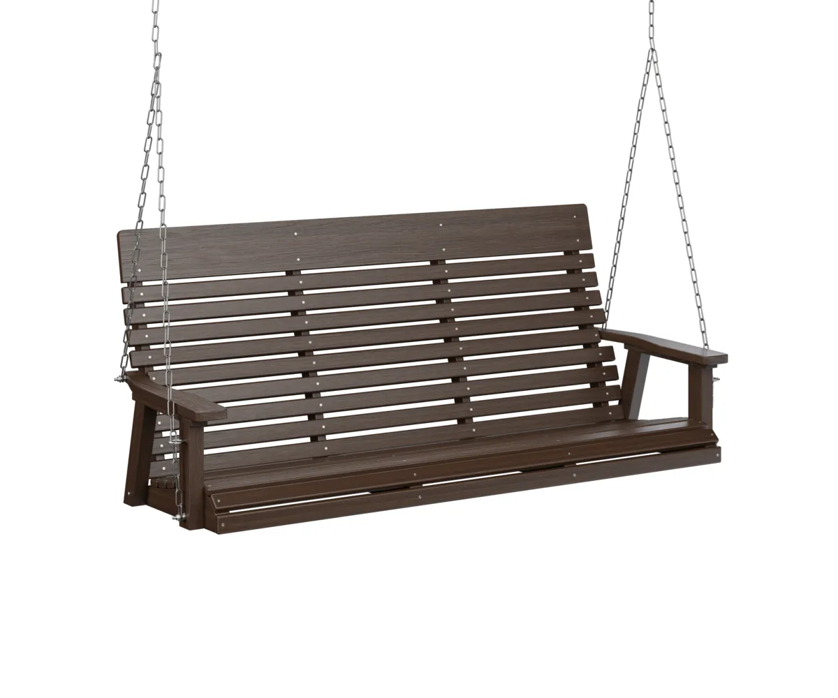 Casual Back Three Seat Swing by Berlin Gardens - Brazilian Walnut, Brazilian Walnut Casual Back Three Seat Swing by Berlin Gardens - 191-PLTS6000SS