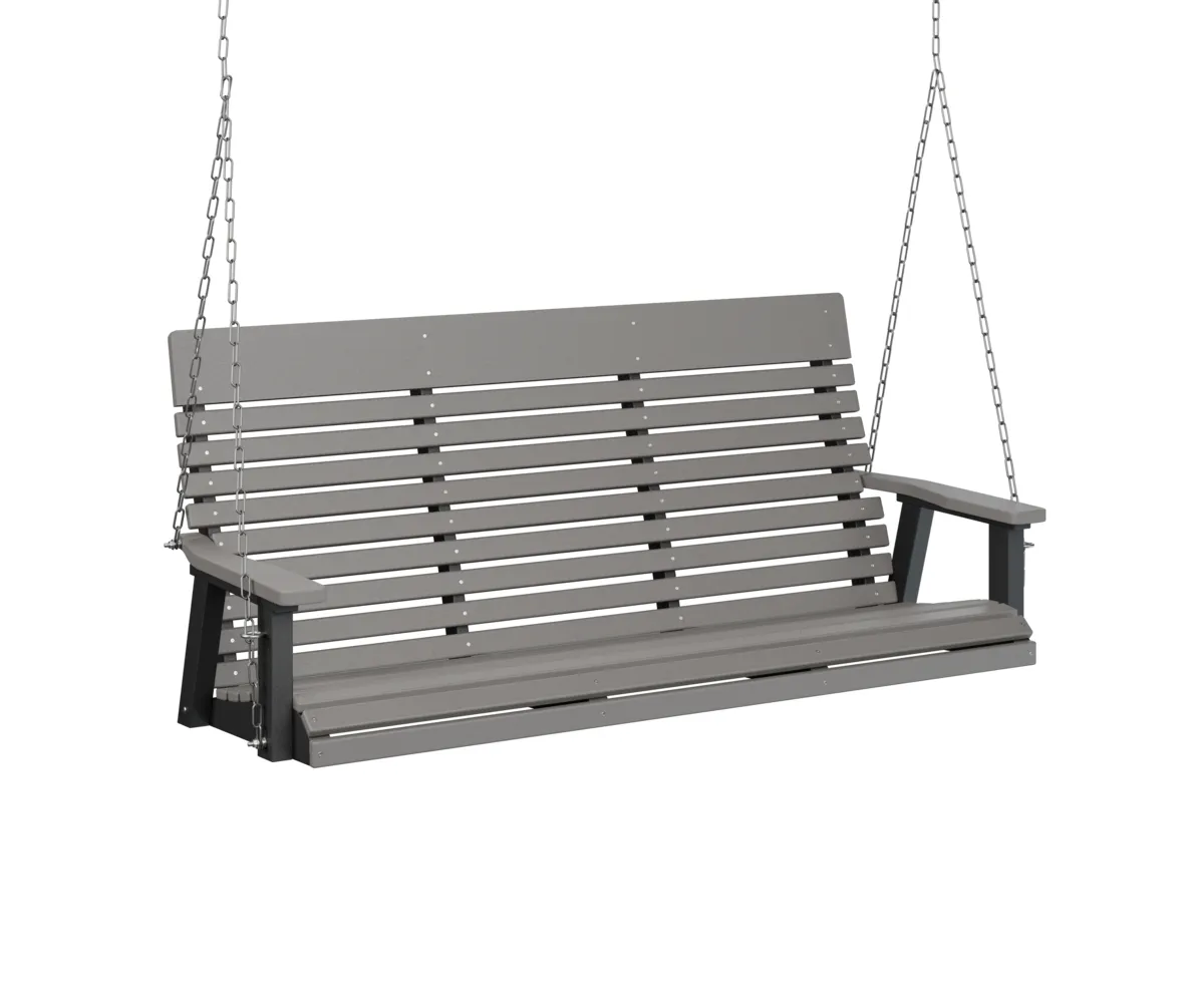 Casual Back Three Seat Swing by Berlin Gardens - Light Gray, Black Casual Back Three Seat Swing by Berlin Gardens - 191-PLTS6000SS
