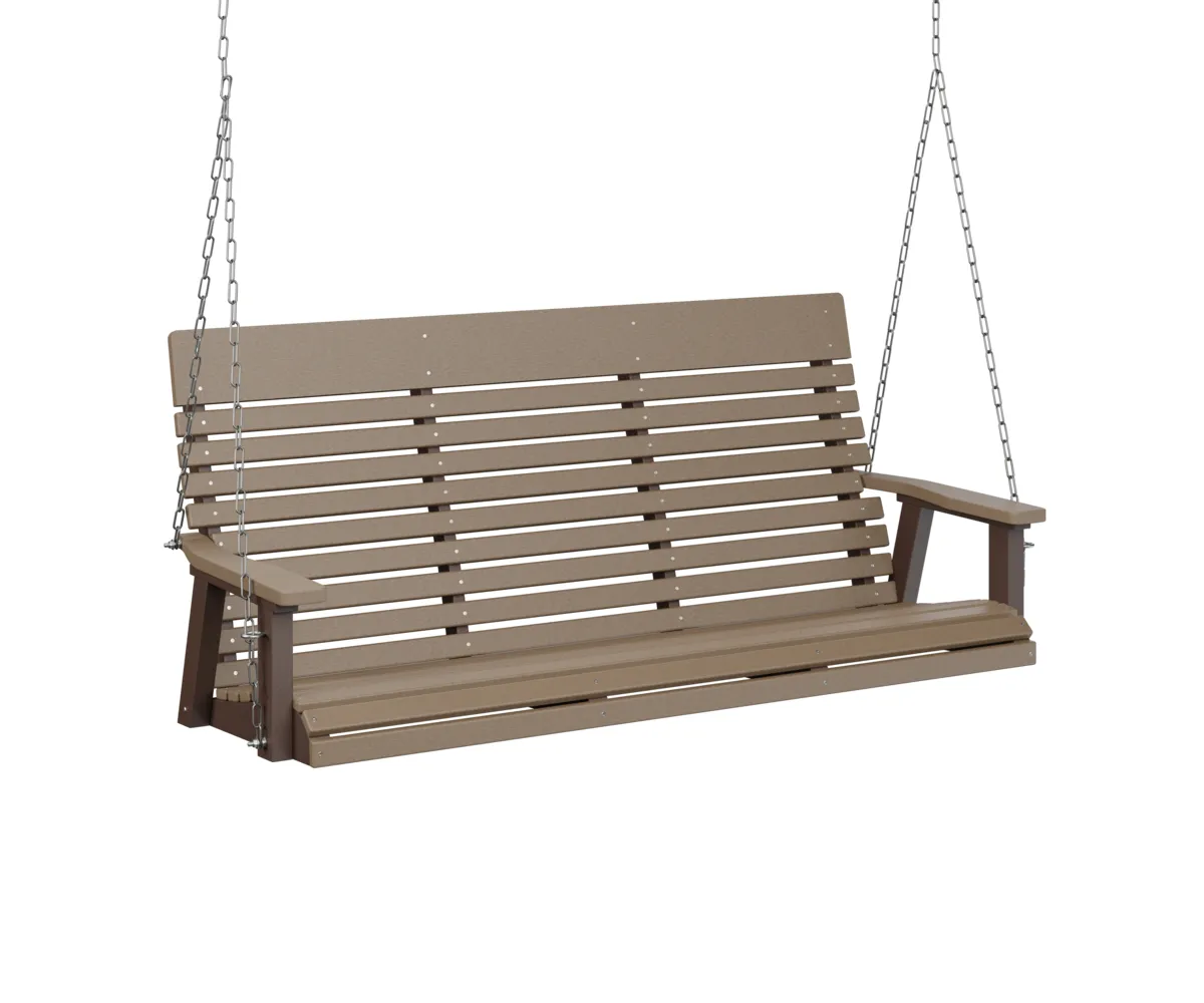 Casual Back Three Seat Swing by Berlin Gardens - Weatherwood, Chocolate Brown Casual Back Three Seat Swing by Berlin Gardens - 191-PLTS6000SS