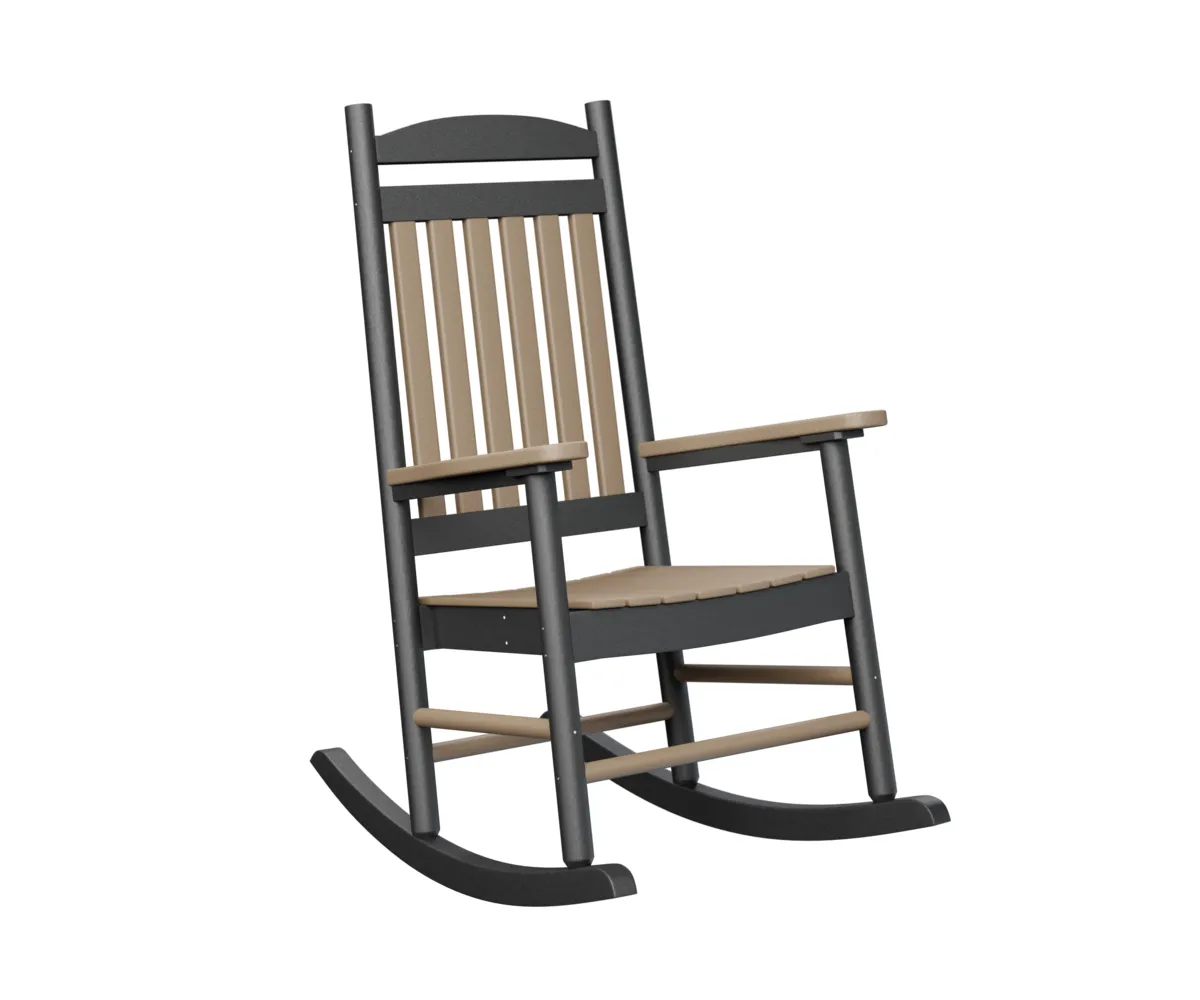 Porch Rocker by Berlin Gardens - Weatherwood, Black Porch Rocker by Berlin Gardens - 191-PR2545