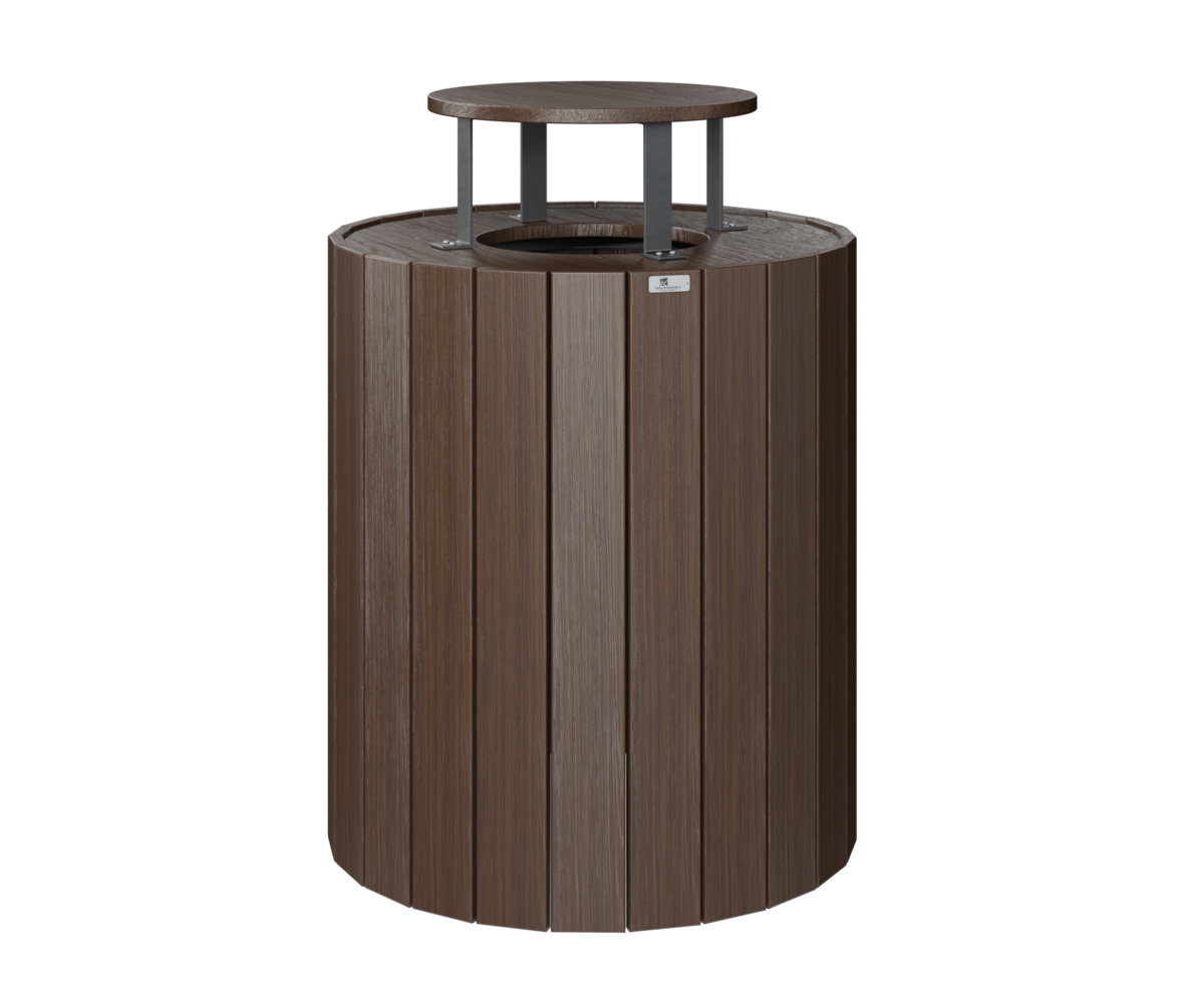 Rain Guard for Round Trash Can by Berlin Gardens - 191-RG717 - Brazilian Walnut Rain Guard for Round Trash Can by Berlin Gardens - 191-RG717 - 191-RG717