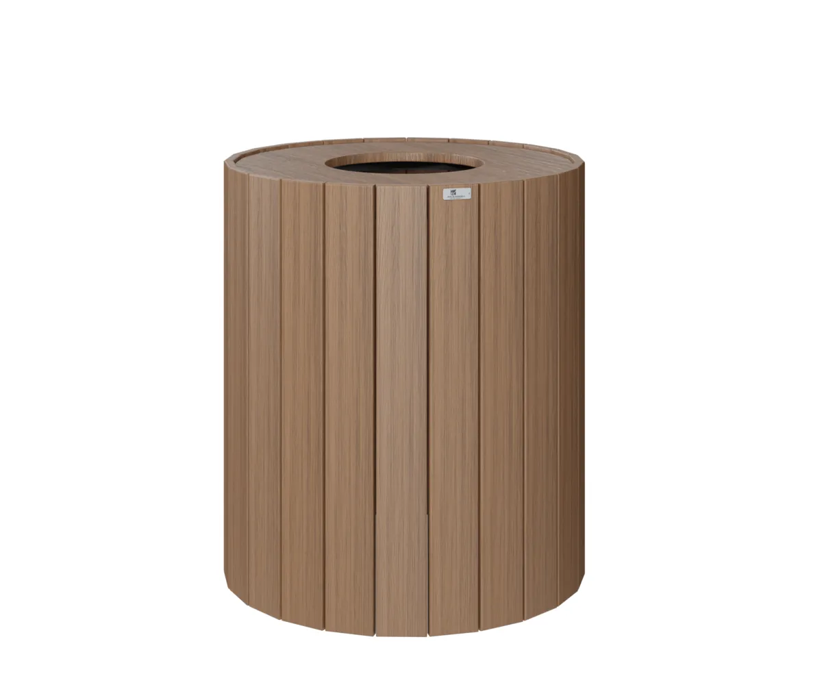32 Gal Round Trash Can by Berlin Gardens - Antique Mahogany 32 Gal Round Trash Can by Berlin Gardens - 191-RTC32