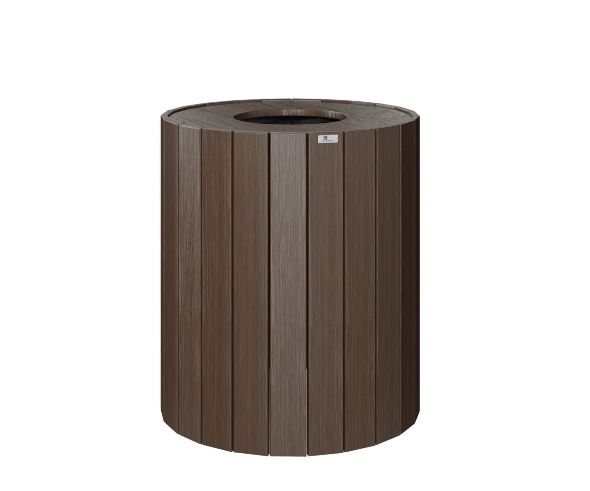 32 Gal Round Trash Can by Berlin Gardens - Brazilian Walnut 32 Gal Round Trash Can by Berlin Gardens - 191-RTC32