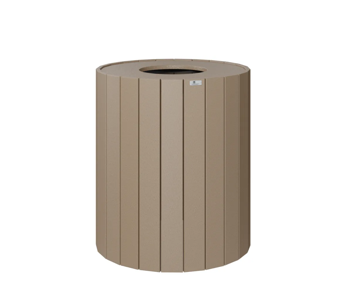 32 Gal Round Trash Can by Berlin Gardens - Weatherwood 32 Gal Round Trash Can by Berlin Gardens - 191-RTC32