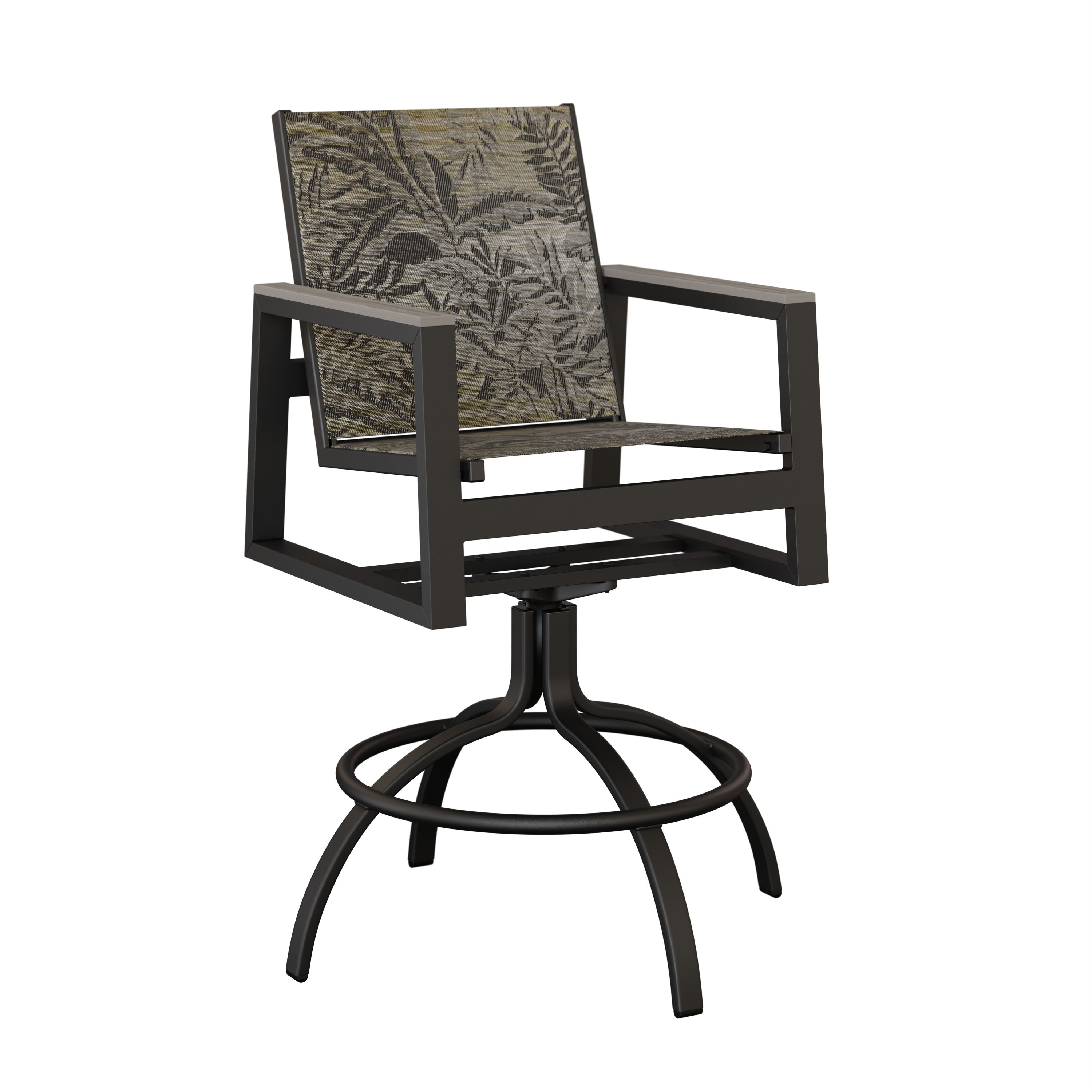 Vida Aluminum+Sling Swivel Bar Chair by Berlin Gardens - 191-VSBS - Black, Sumba Mocha, Driftwood Gray Vida Aluminum+Sling Swivel Bar Chair by Berlin Gardens - 191-VSBS - 191-VSBS