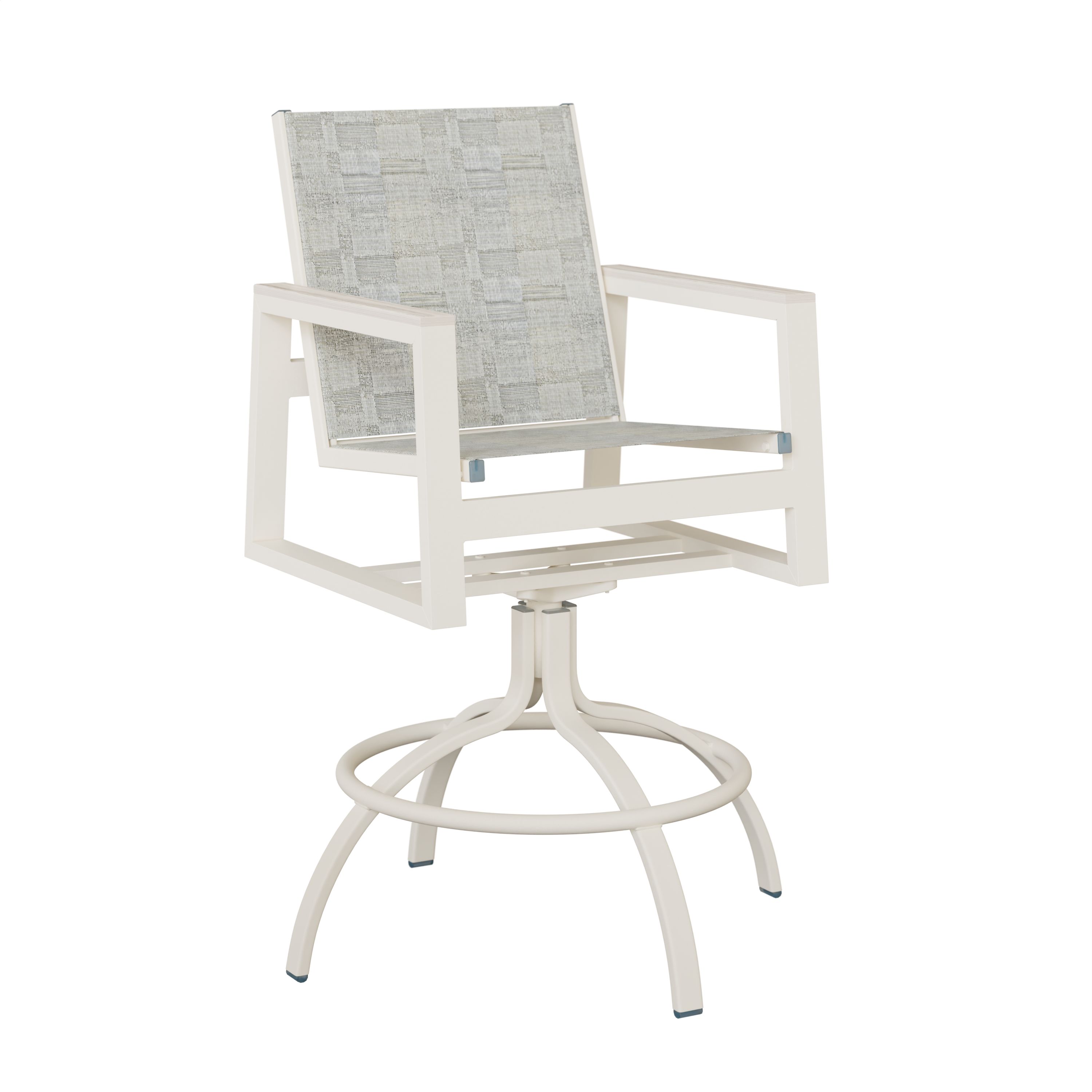 Vida Aluminum+Sling Swivel Bar Chair by Berlin Gardens - 191-VSBS - White, Solido Luxe, Seashell Vida Aluminum+Sling Swivel Bar Chair by Berlin Gardens - 191-VSBS - 191-VSBS