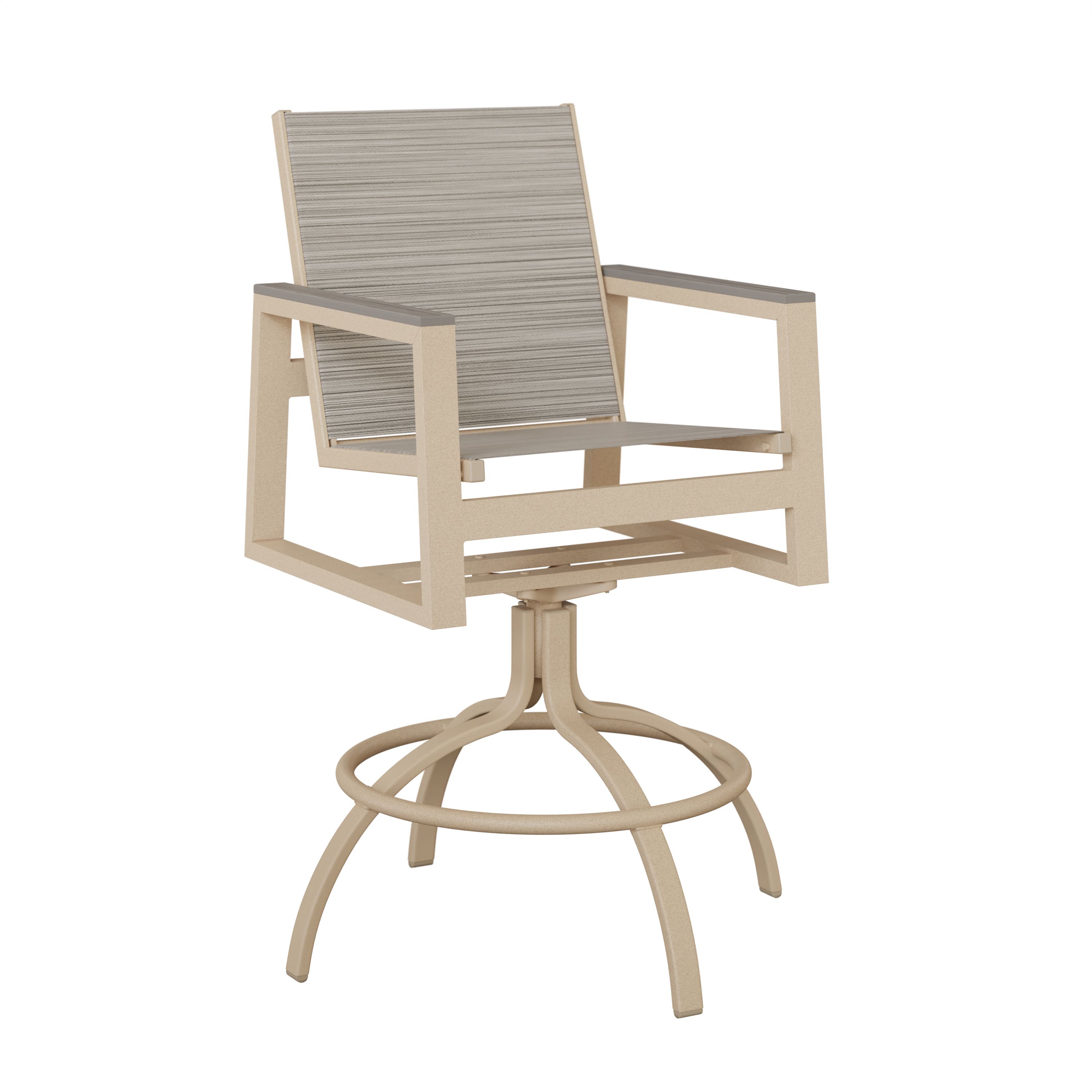 Vida Aluminum+Sling Swivel Bar Chair by Berlin Gardens - 191-VSBS - Luna Multi, Kozo Fossil, Driftwood Gray Vida Aluminum+Sling Swivel Bar Chair by Berlin Gardens - 191-VSBS - 191-VSBS