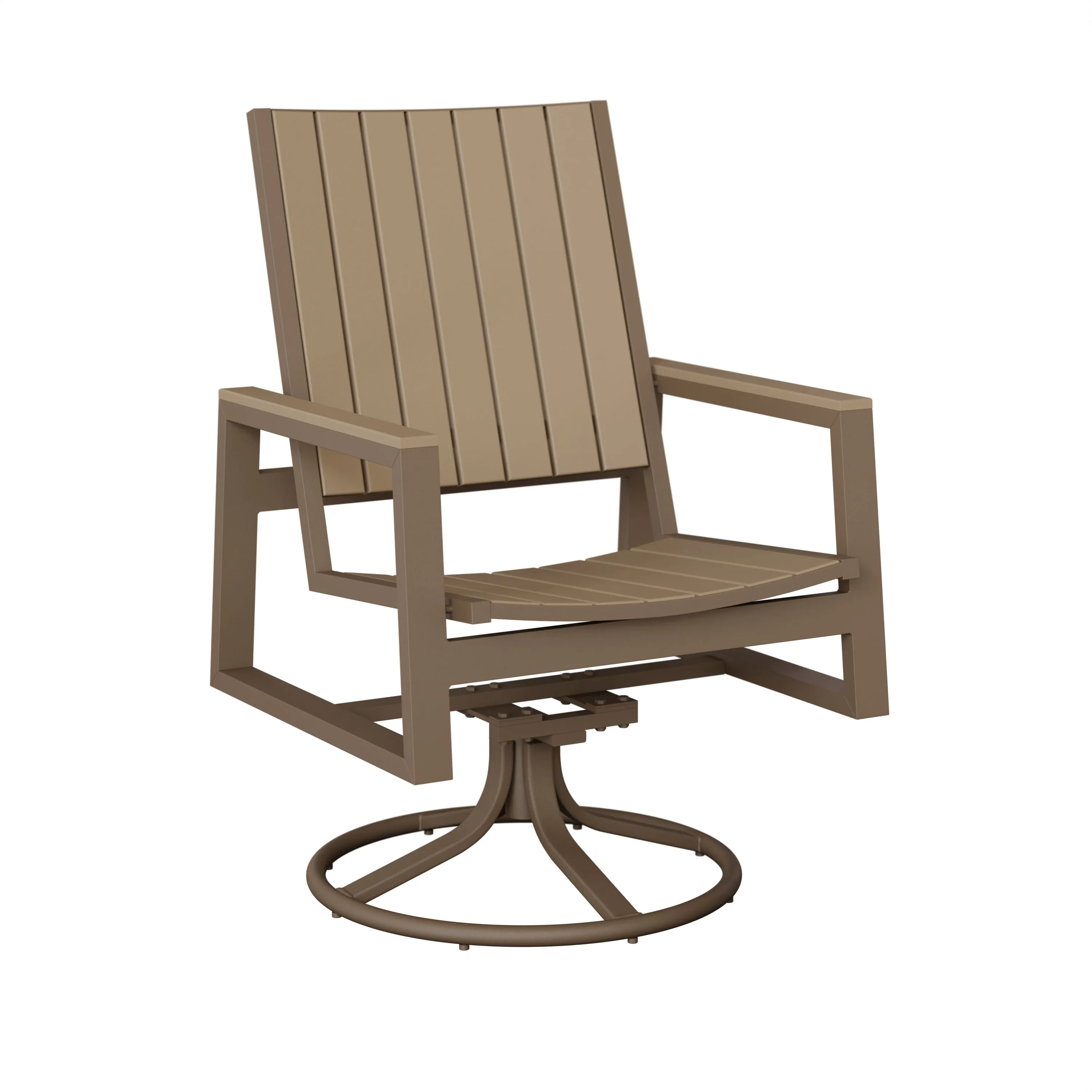 Vida Aluminum+Poly Swivel Rocker Dining Chair by Berlin Gardens - Clay, Weatherwood Vida Aluminum+Poly Swivel Rocker Dining Chair by Berlin Gardens - 191-VSRDP