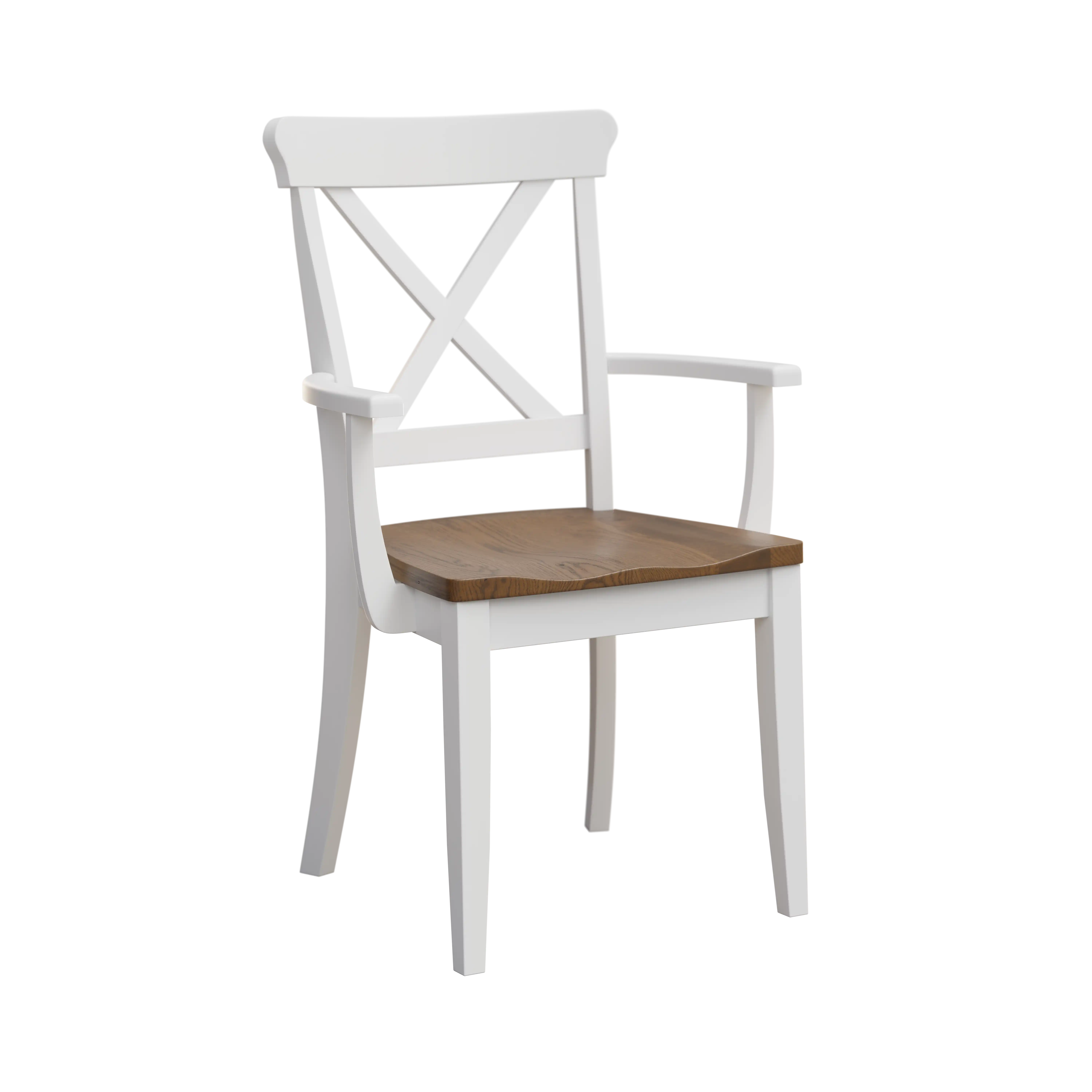 Amish Clayton Solid Hardwood Dining Arm Chair - yes, Rustic White Oak, Lightbrown, Brown Maple, White Paint, , Amish Clayton Solid Hardwood Dining Arm Chair - 281-035-ZXZ