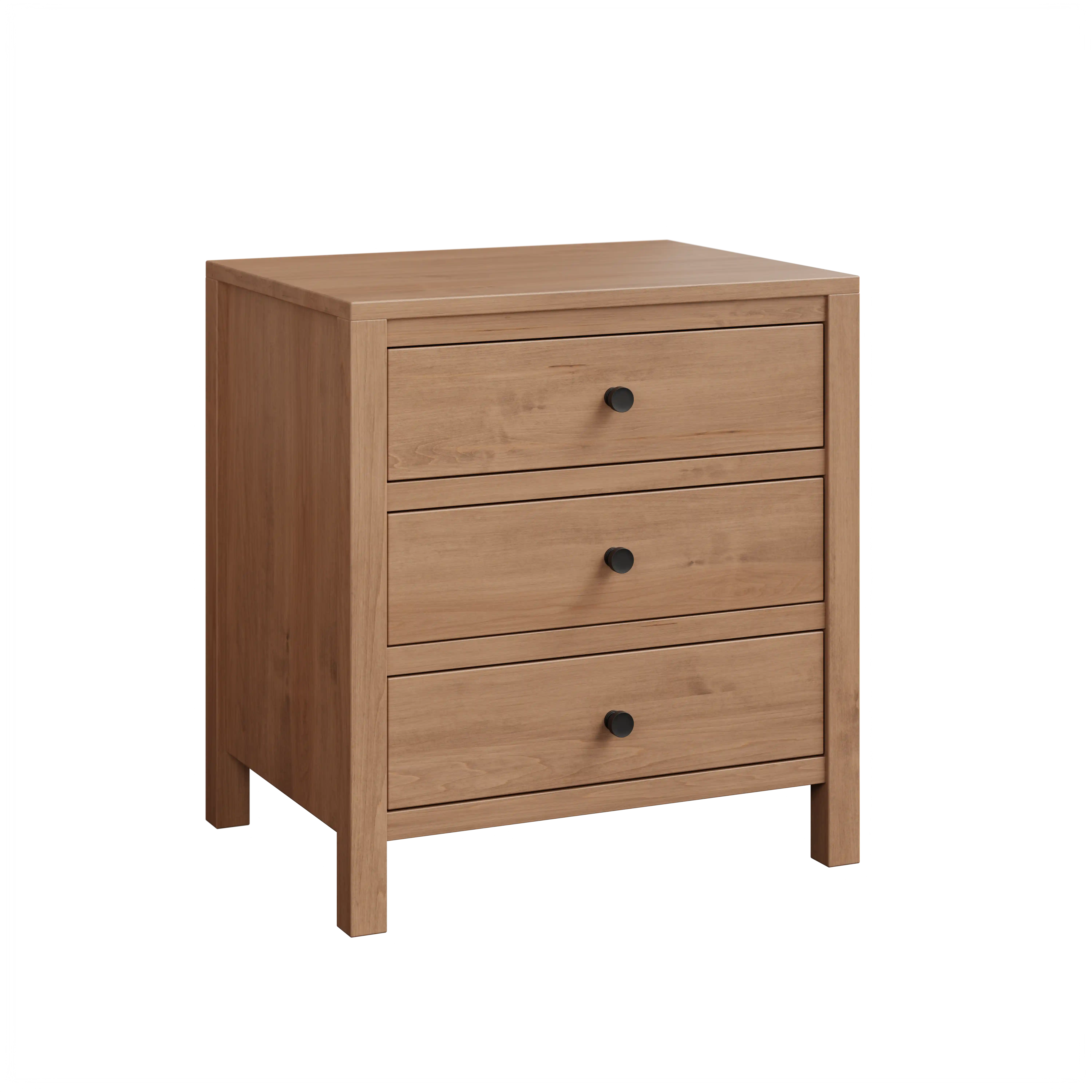 Amish Amanda Solid Hardwood Bedroom 3-Drawer Nightstand - No, , , , , Brown Maple, D22N08963 Sandstone, Black Pulls, 484-MB Amish Amanda Solid Hardwood Bedroom 3-Drawer Nightstand - 281-479-5953516AO