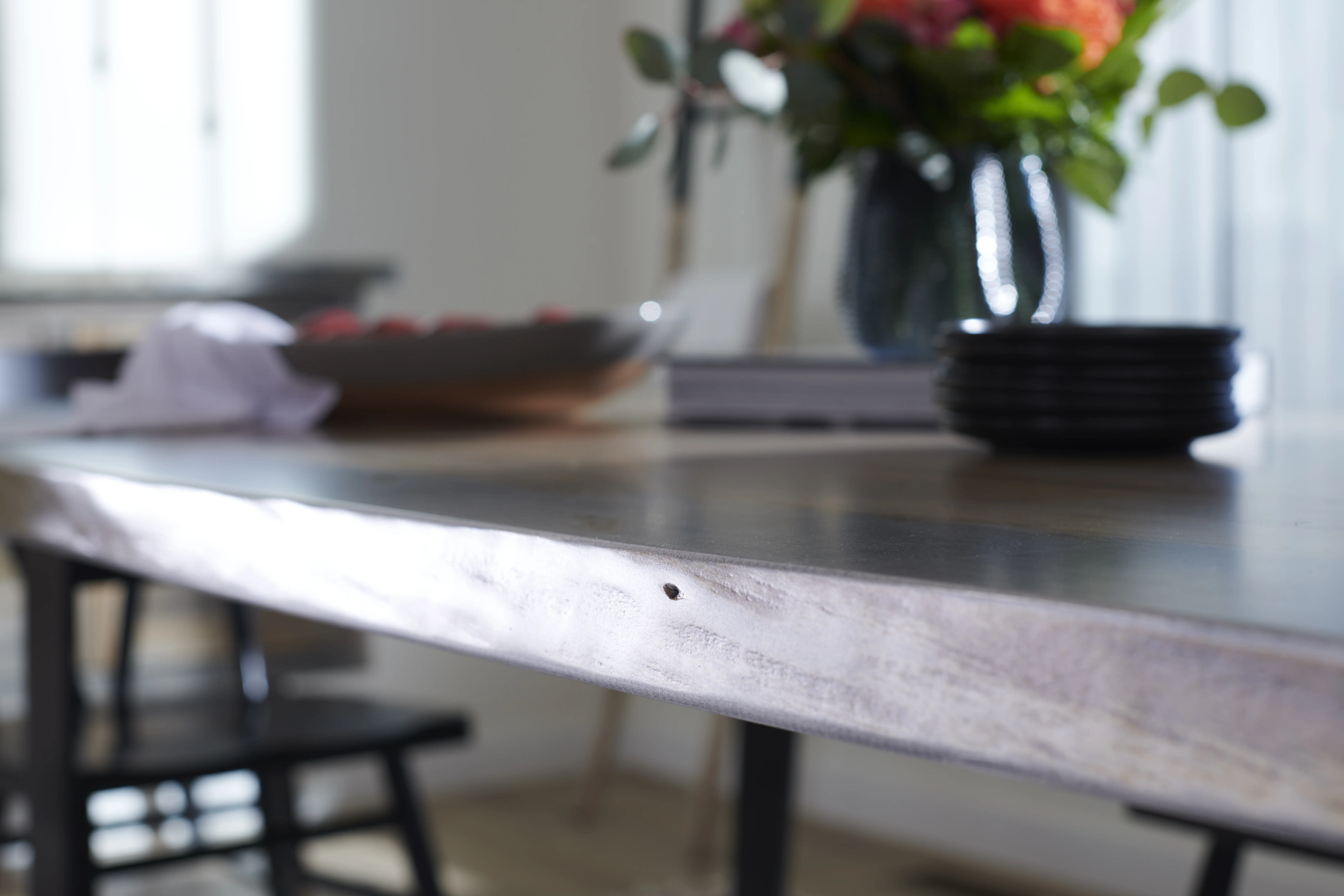 Amish Ashford Live Edge Solid Hardwood Dining Table - 42" x 84" Solid Top, Wormy Maple, FC47872 Bel Air Amish Ashford Live Edge Solid Hardwood Dining Table - 281-493-QXYIB