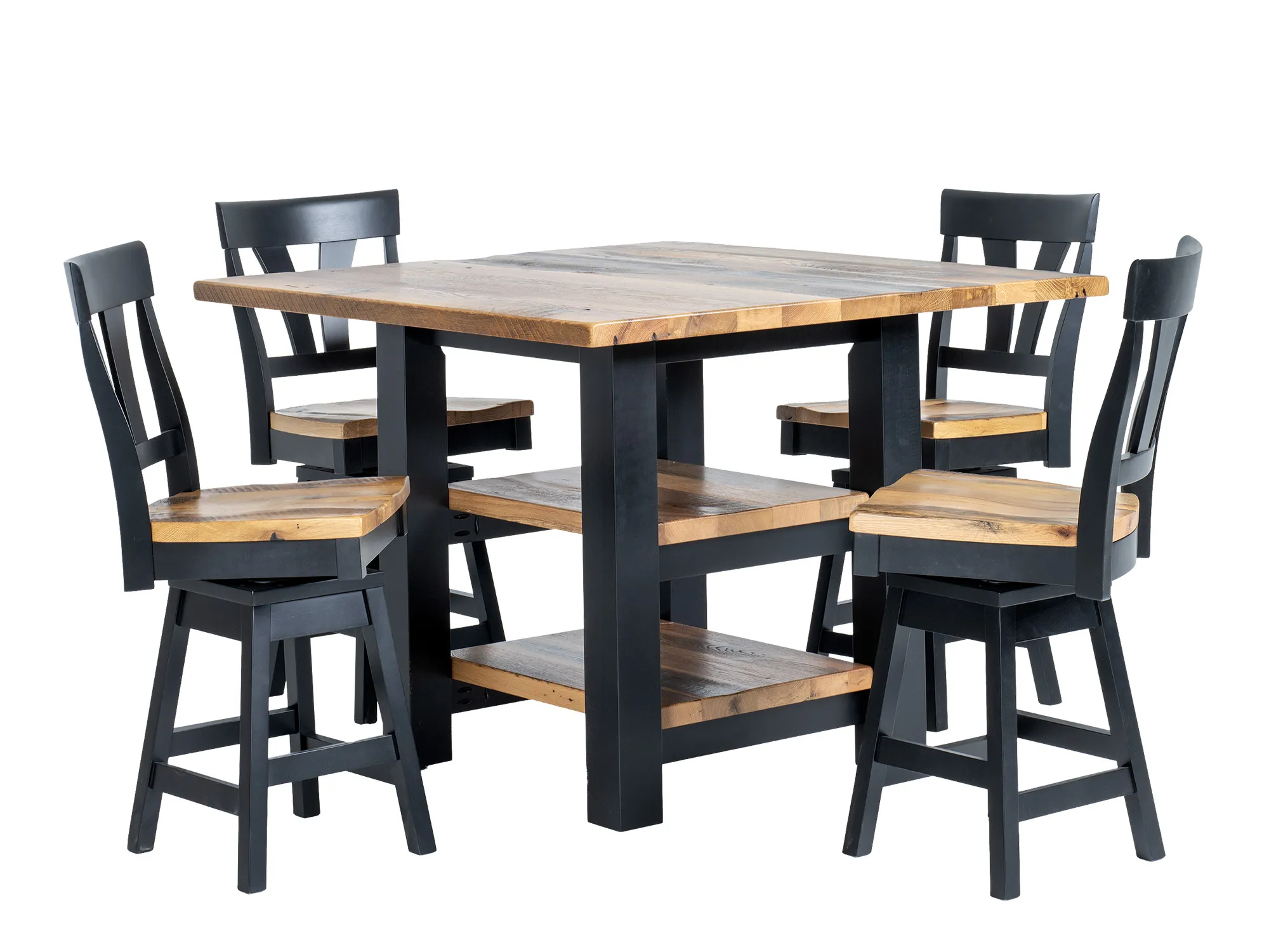 Amish Franklin Solid Hardwood Counter-Height Dining Table - Yes, 48'' x 48'' x 36'' Solid Top, , Brown Maple, FC11047 Ebony, Barnwood, Clear, , Amish Franklin Solid Hardwood Counter-Height Dining Table - 281-517-QXYIB