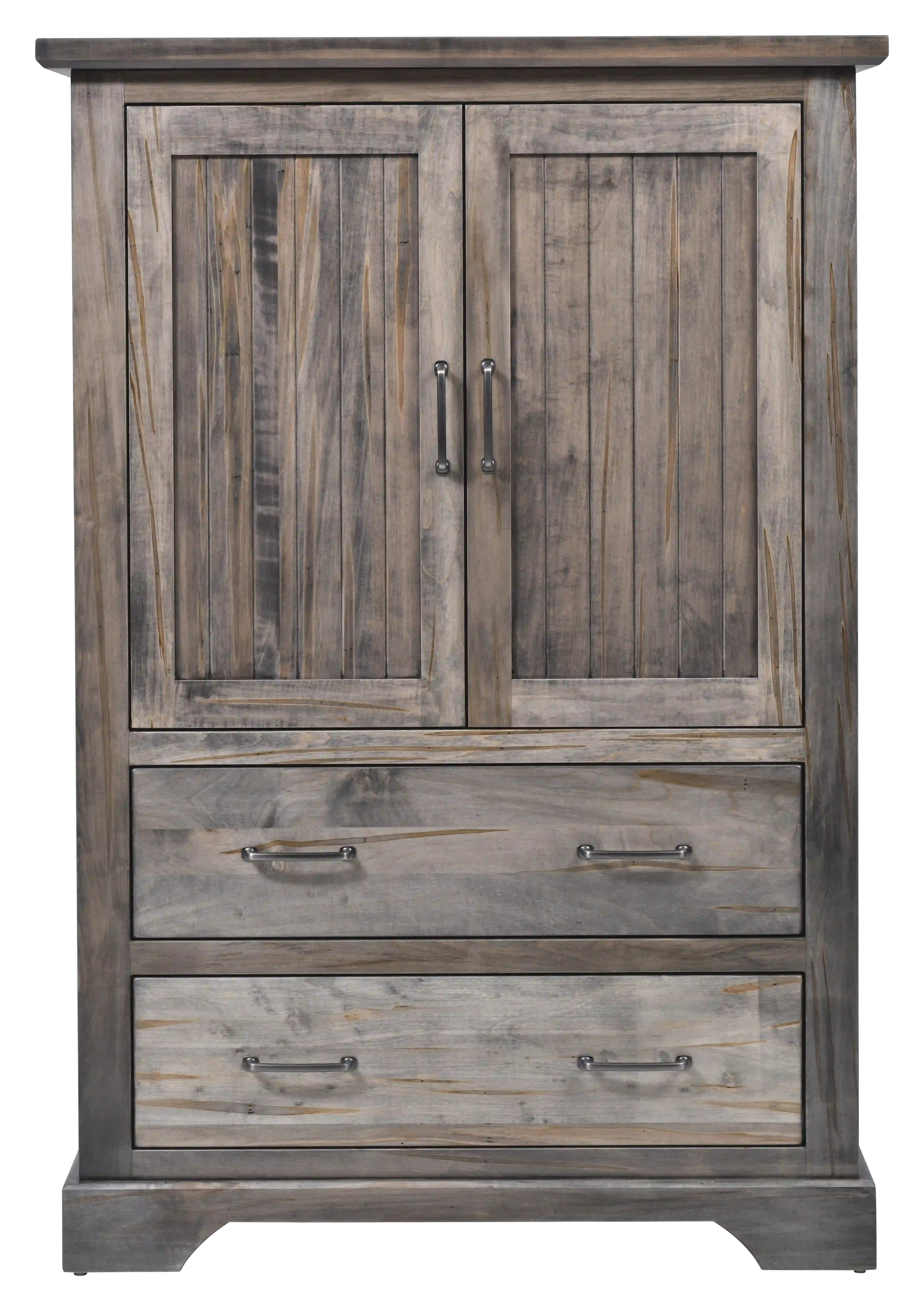 Amish Kimberley Solid Hardwood Bedroom Armoire - No, , , , , Wormy Maple, Carbon, Silver Pulls, MO6373-128-BNBDL, Silver Pulls, MO6373-128-BNBDL Amish Kimberley Solid Hardwood Bedroom Armoire - 281-630-H5A5AX