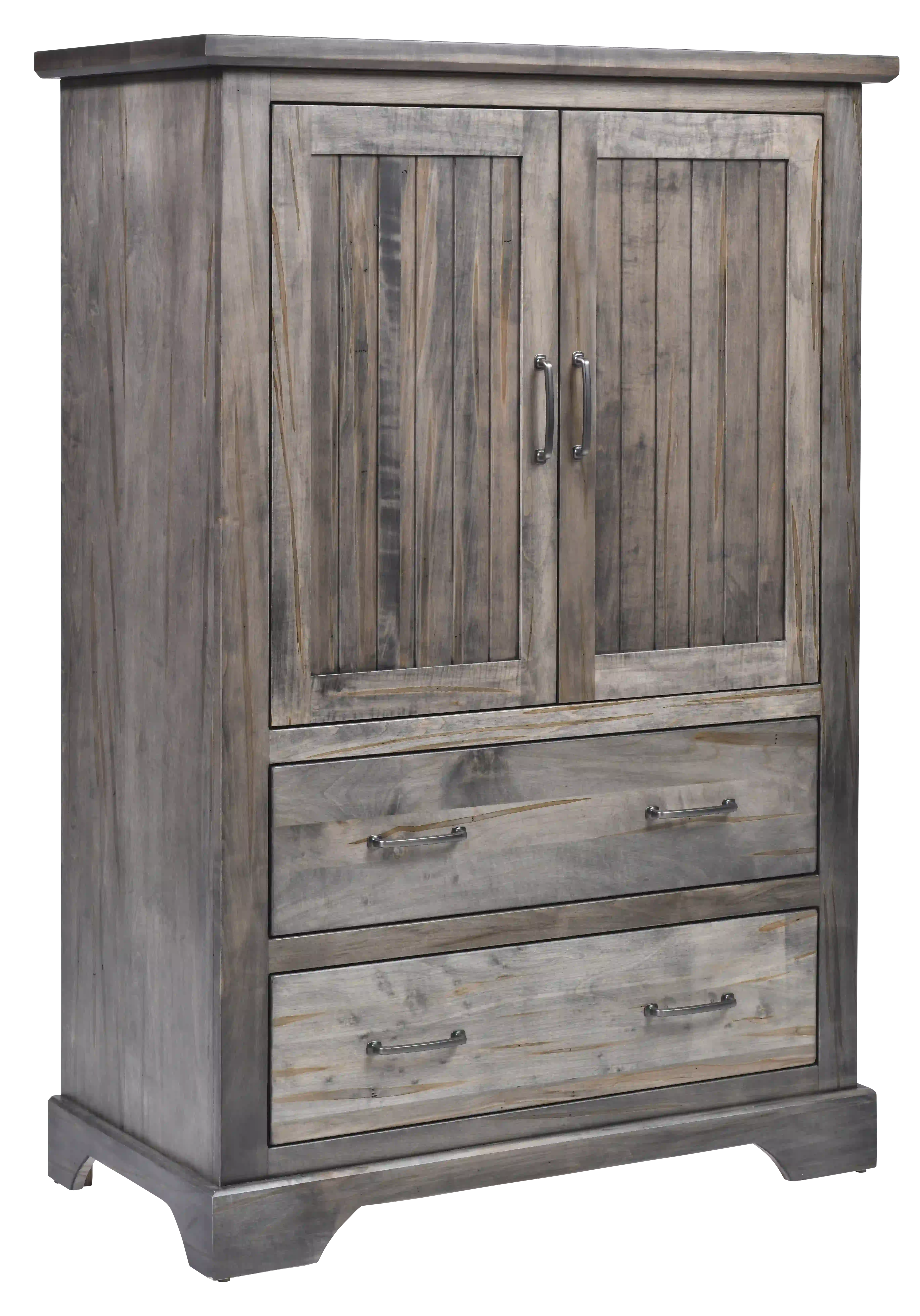 Amish Kimberley Solid Hardwood Bedroom Armoire - No, , , , , Wormy Maple, Carbon, Silver Pulls, MO6373-128-BNBDL, Silver Pulls, MO6373-128-BNBDL Amish Kimberley Solid Hardwood Bedroom Armoire - 281-630-H5A5AX