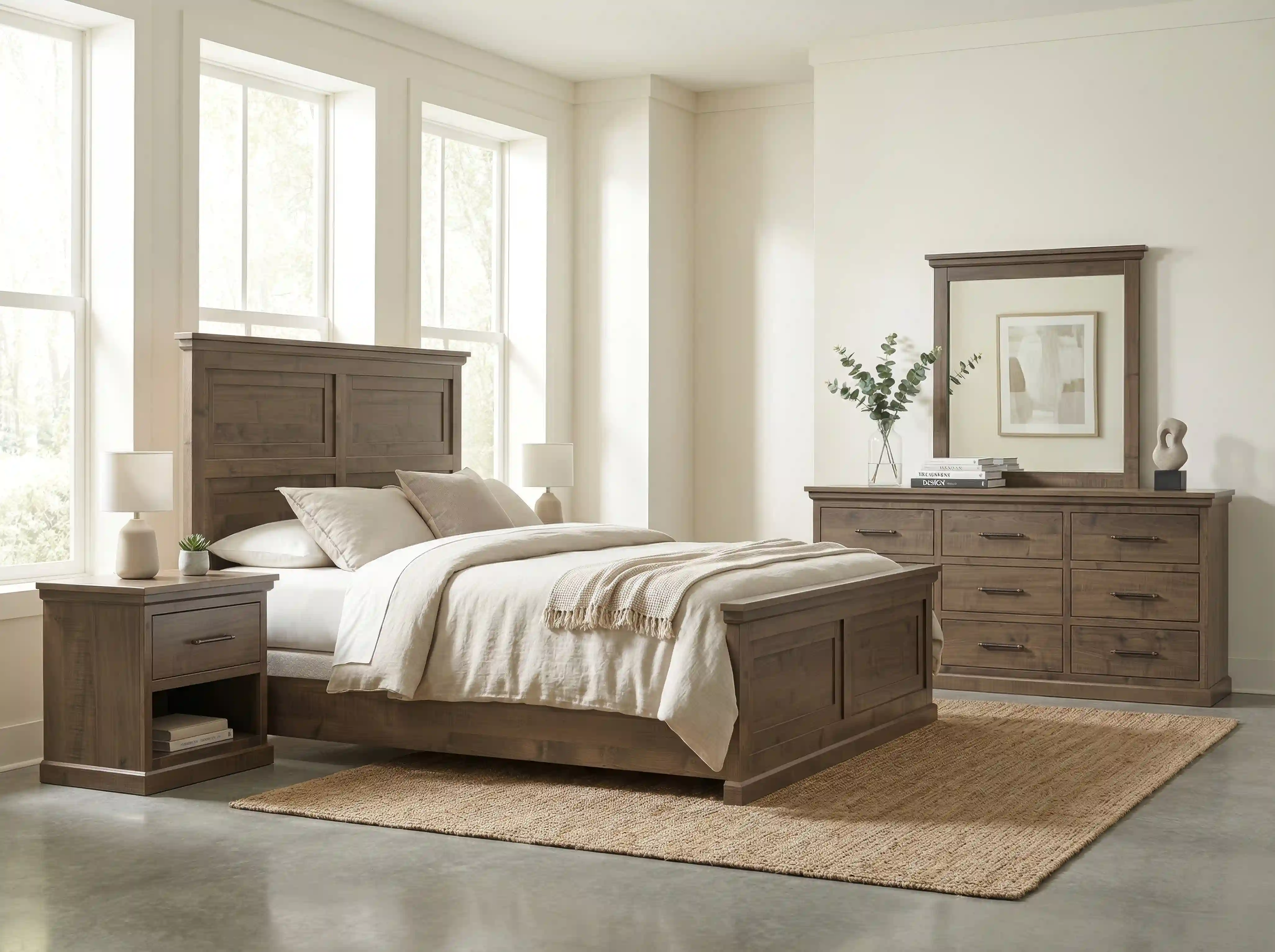 Amish Santorini Solid Hardwood Bedroom Bed - Brown Maple, Lightbrown, King Amish Santorini Solid Hardwood Bedroom Bed - 281-PXKQLOFKF-YBA