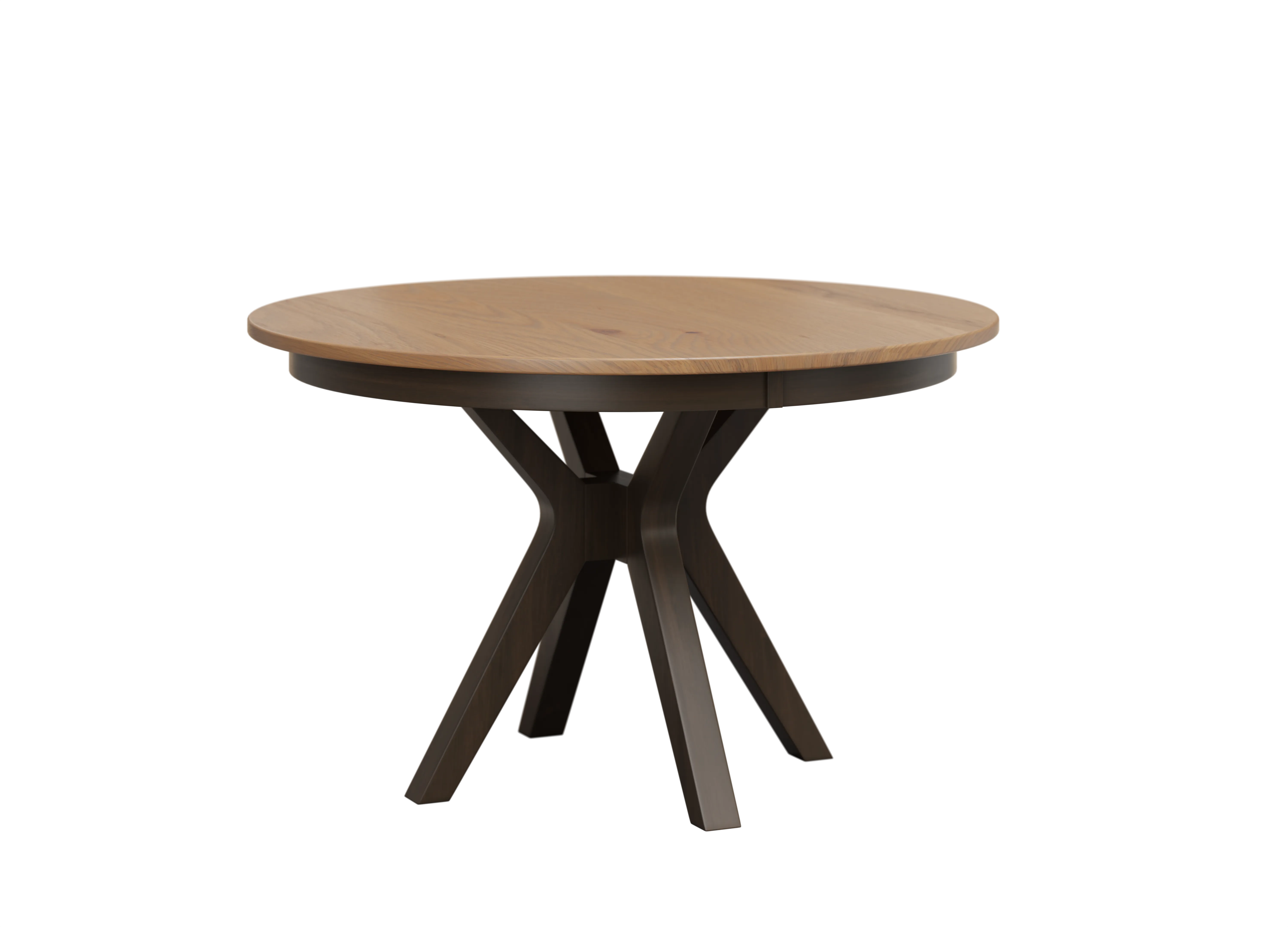 Amish Madison Single Pedestal Solid Hardwood Dining Table - yes, 42'' x 42'' x 30'' Round Solid Top, , Rustic White Oak, Seashell, Brown Maple, Charwood, , Amish Madison Single Pedestal Solid Hardwood Dining Table - 281-VZ-74-QXYIB