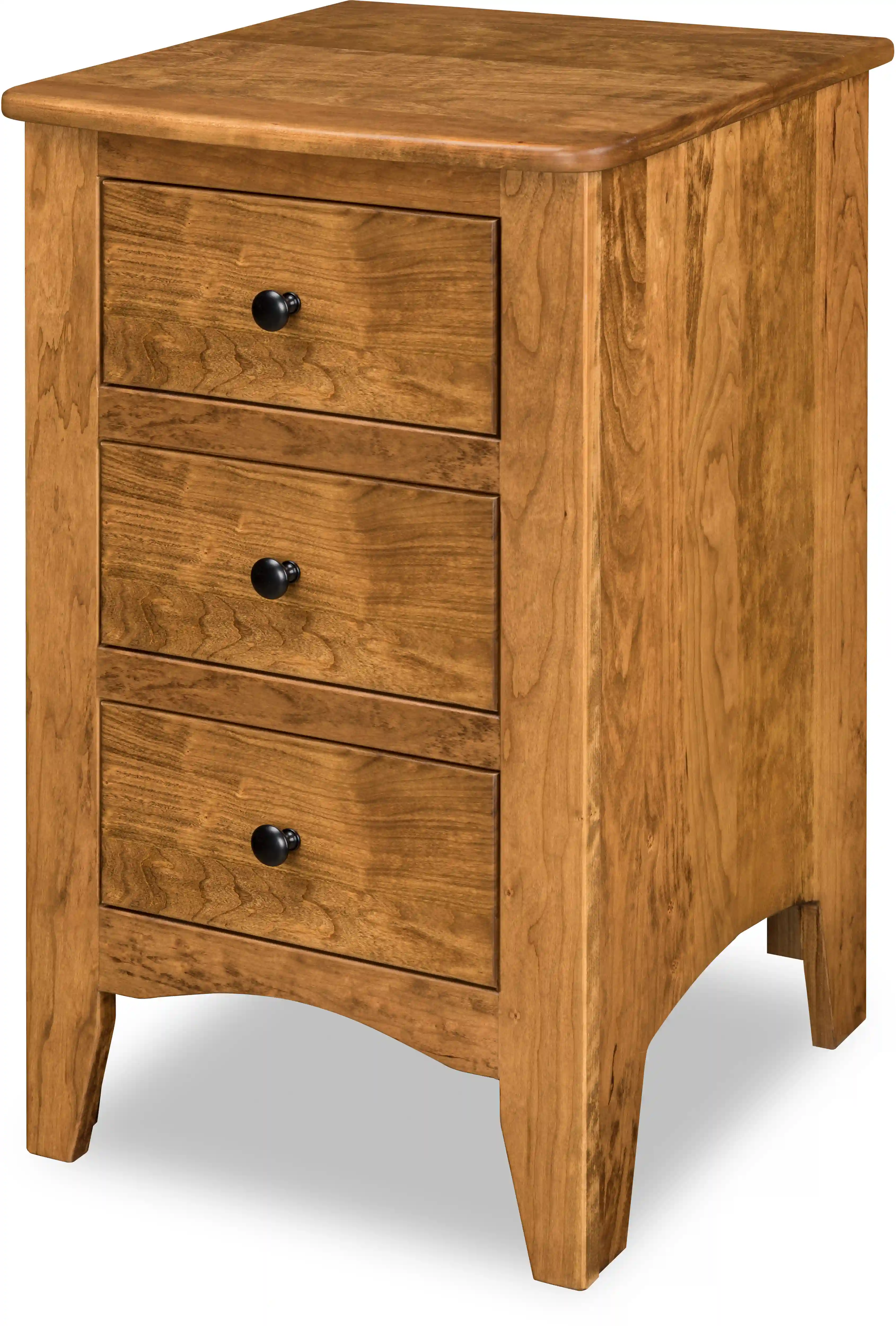Carlston 3-Drawer Nightstand - No, , , , , Sap Cherry, Medium Walnut, Black Knobs, 53005-FB Carlston 3-Drawer Nightstand - 310-O-34-6