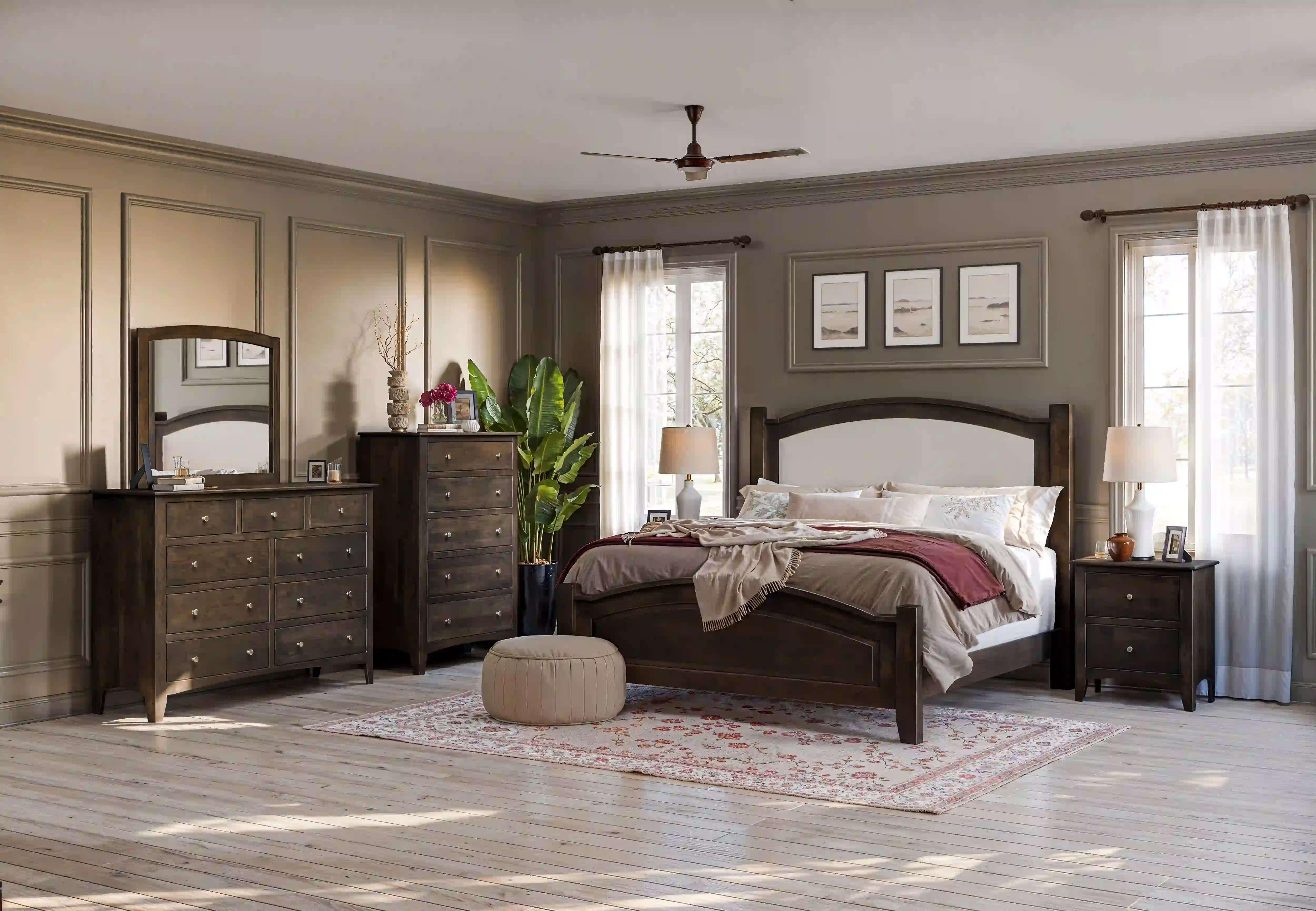 Carlston Royal Fabric Bed - Sap Cherry, Blackened Mocha, King, R1-32 Snow White Carlston Royal Fabric Bed - 310-O-OC-YBA