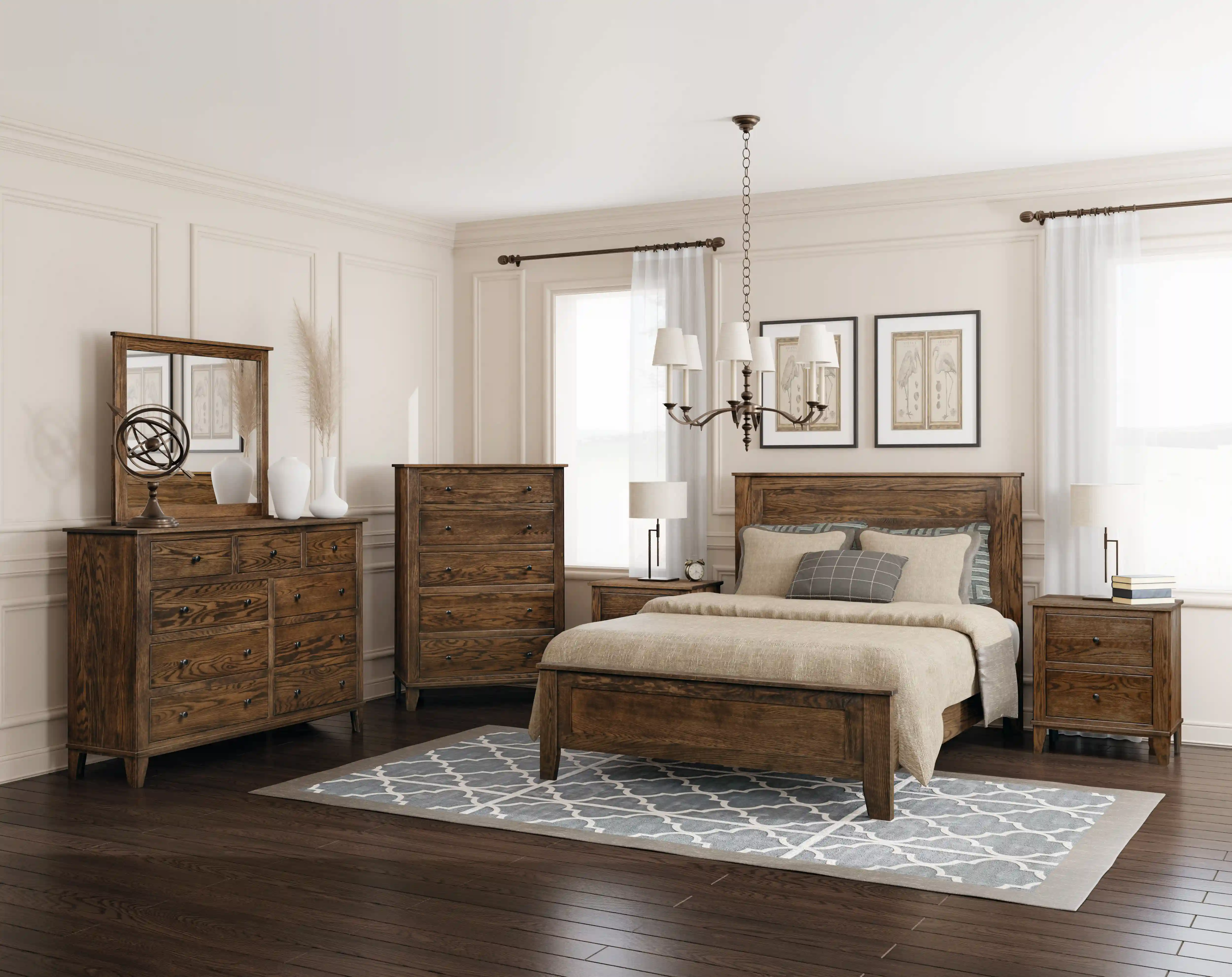 Madison Bed - Oak, Charwood, Queen with High Footboard Madison Bed - 310-Q-YBA