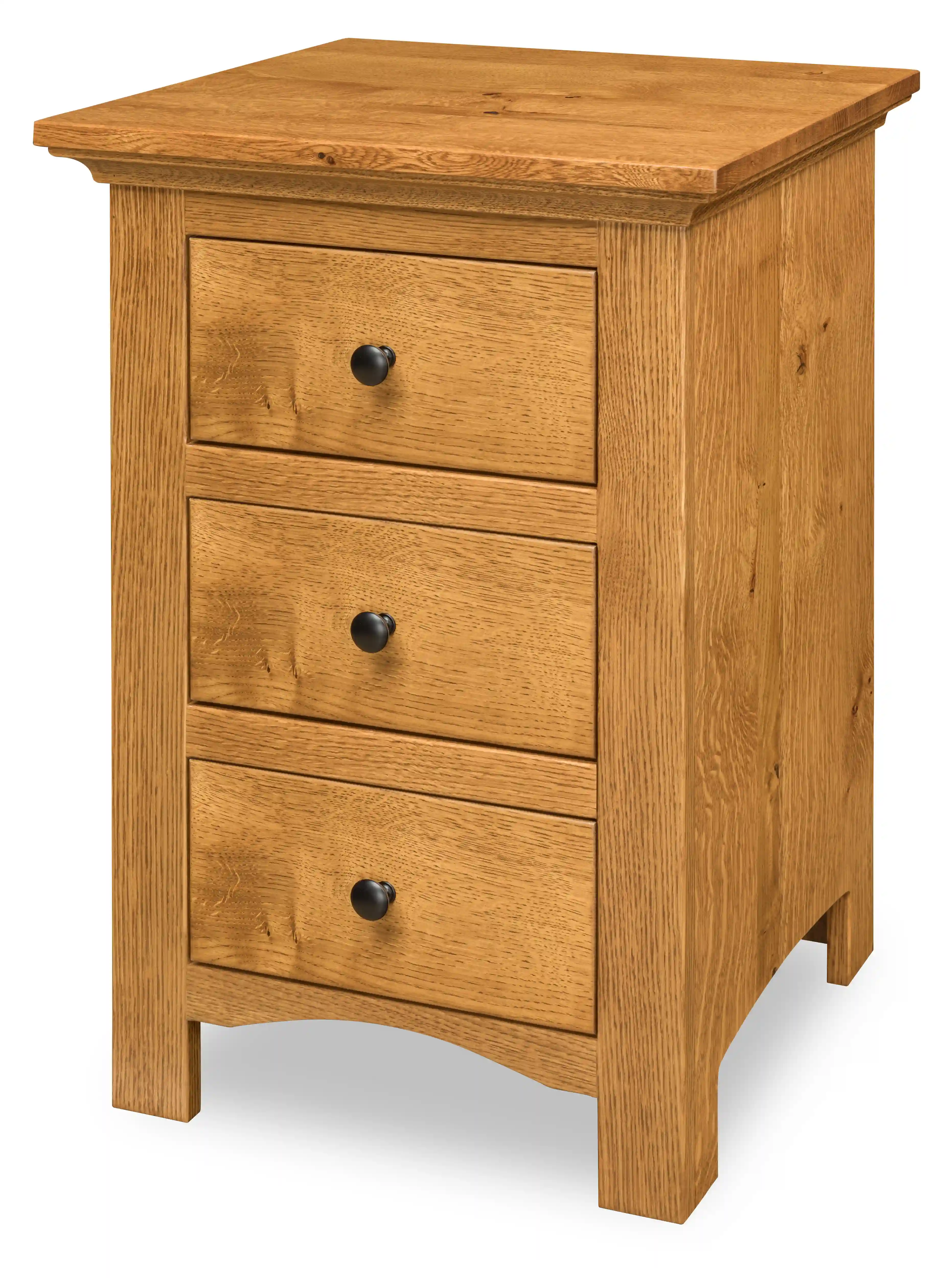 Canton 3-Drawer Nightstand - No, , , , , Rustic QSWO, Medium Walnut, Black Knobs, 53005-FB Canton 3-Drawer Nightstand - 310-T-34-6