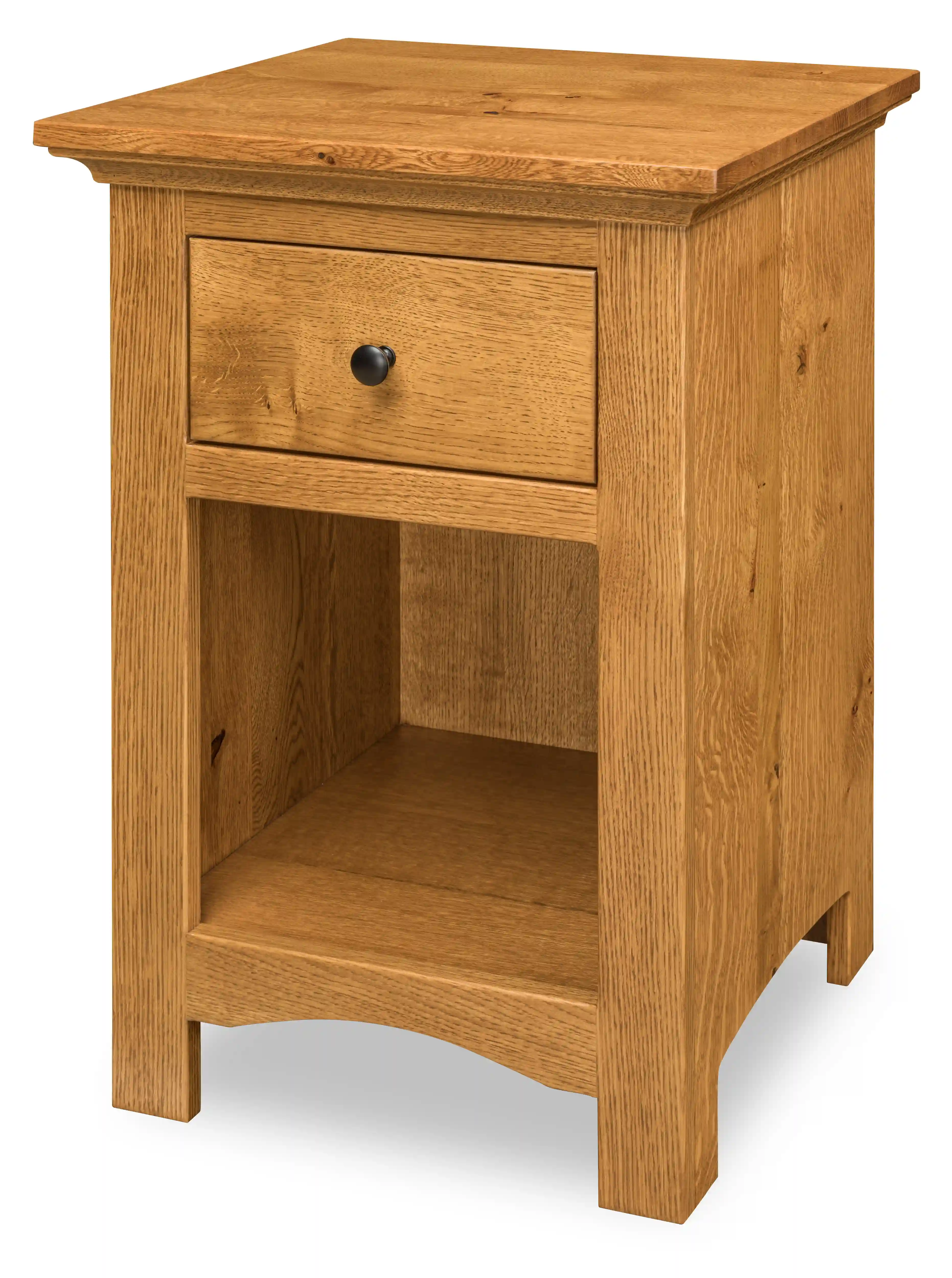 Canton 1-Drawer Nightstand - No, , , , , Rustic QSWO, Medium Walnut, Black Knobs, 53005-FB Canton 1-Drawer Nightstand - 310-T-34