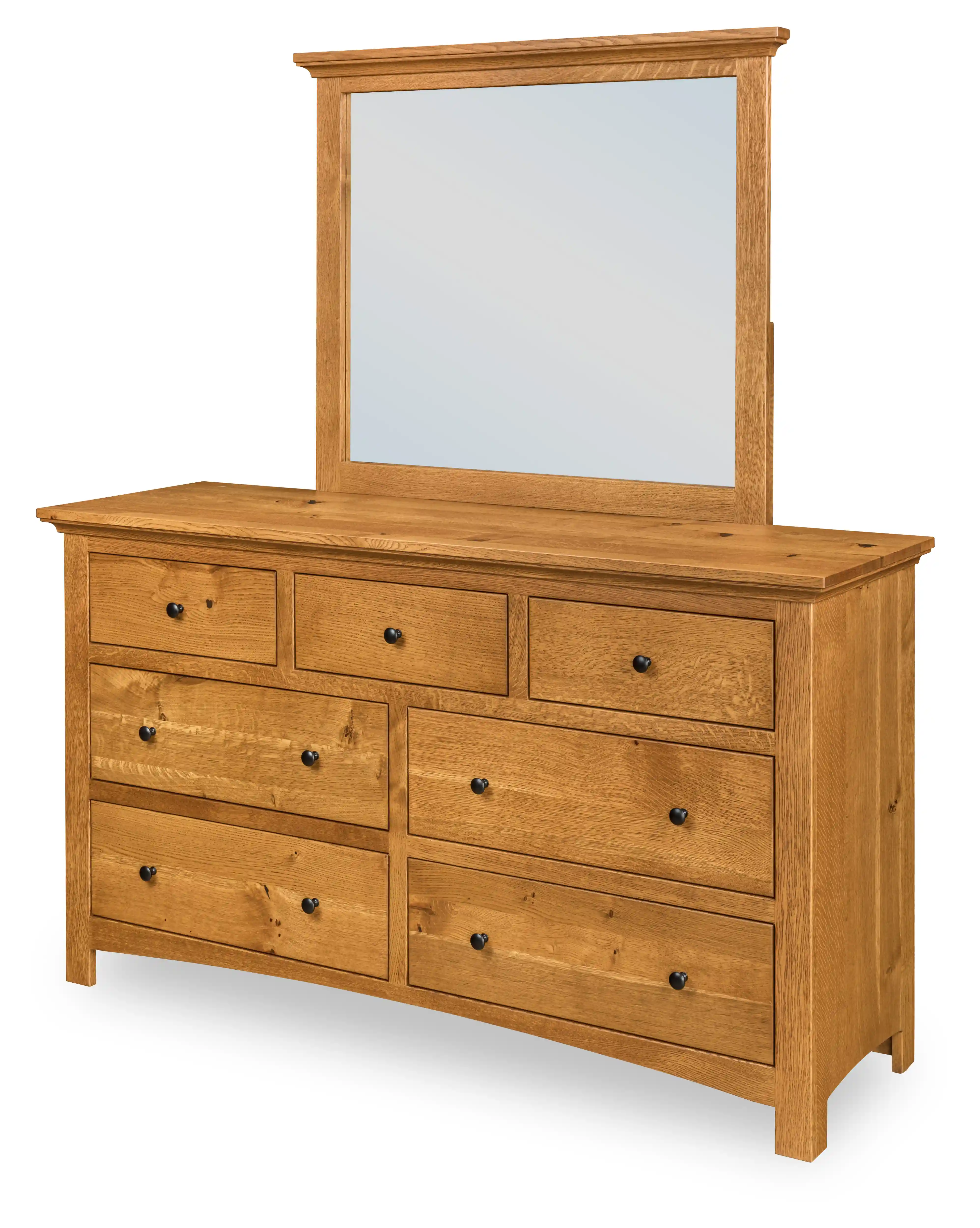 Canton Standard Dresser - No, , , , , Rustic QSWO, Medium Walnut, Black Knobs, 53005-FB, Black Knobs, 53005-FB Canton Standard Dresser - 310-T-366