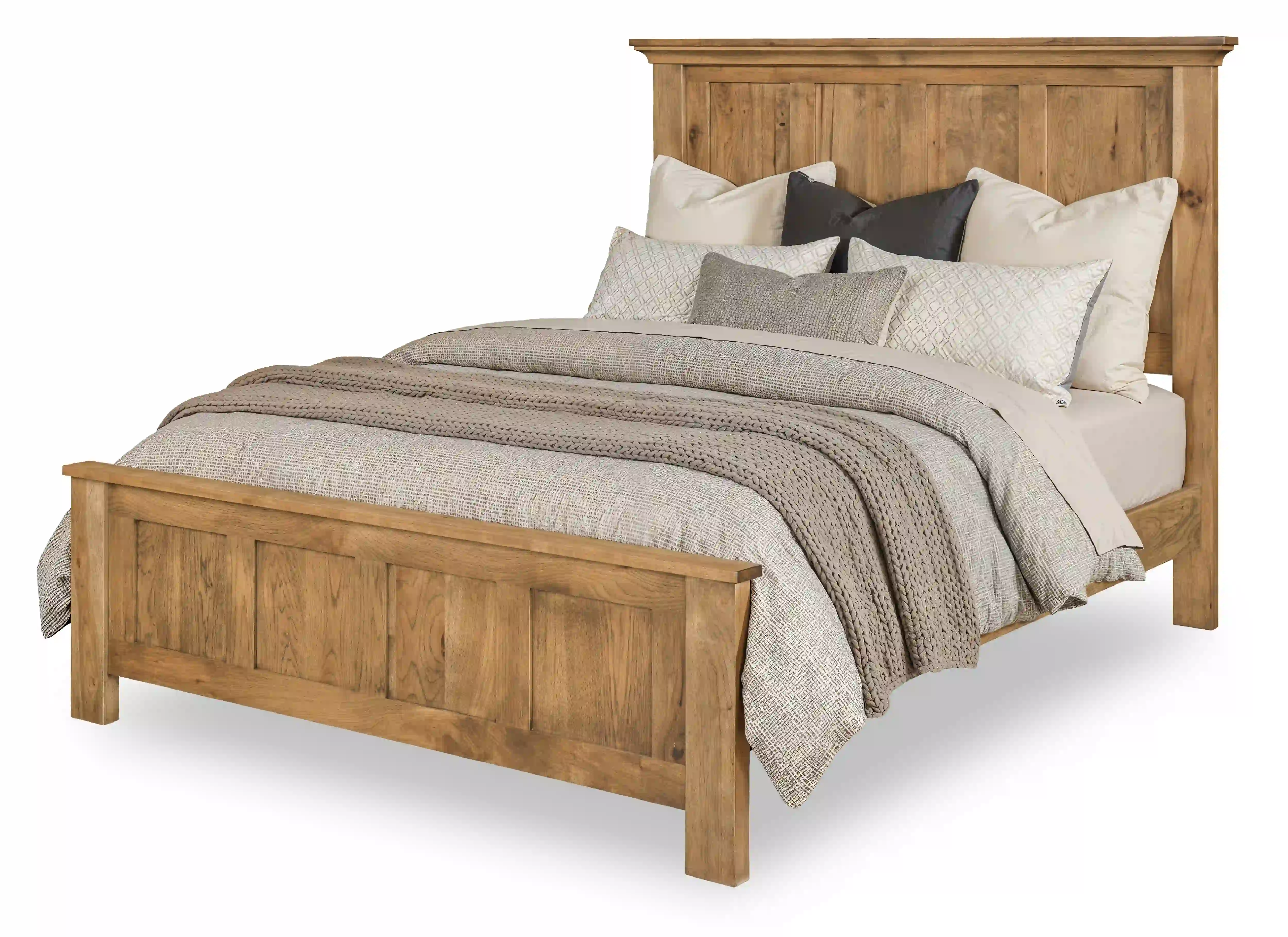 Canton Bed - Rustic Hickory, OCS119 Cappuccino, Queen with High Footboard Canton Bed - 310-T-YBA