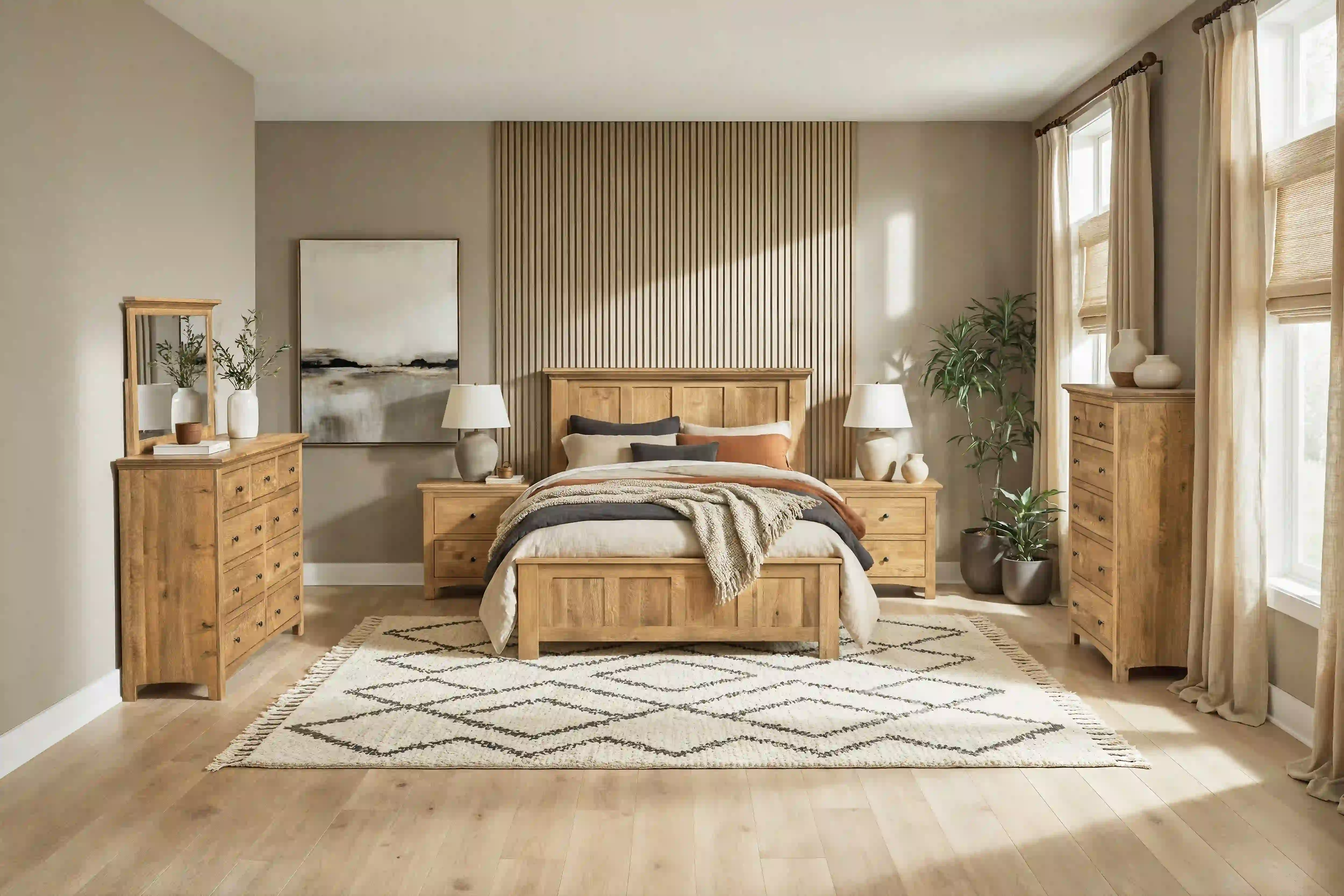 Canton Bed - Rustic QSWO, OCS119 Cappuccino, Queen with High Footboard Canton Bed - 310-T-YBA