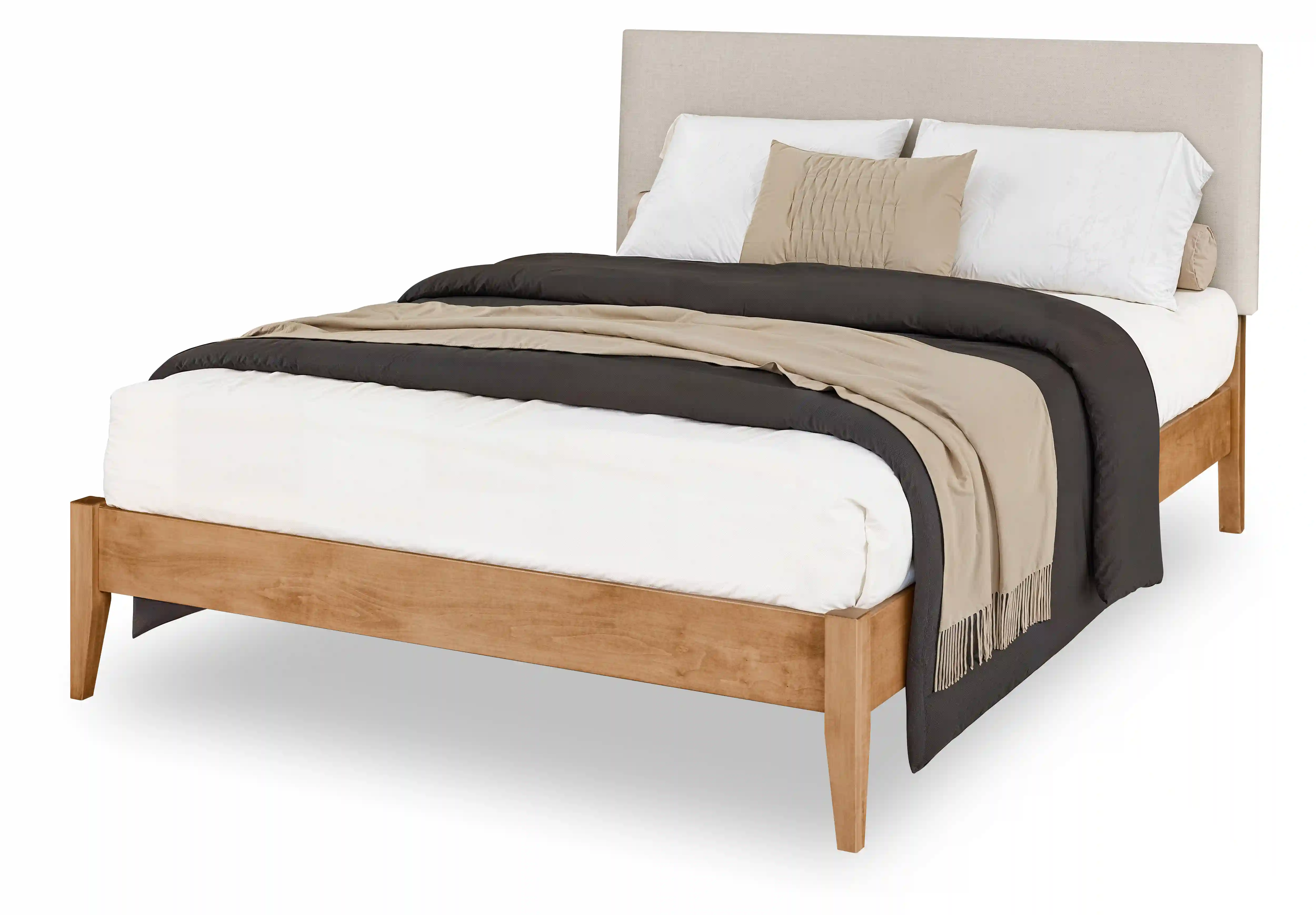 Florence Fabric Platform Bed - Brown Maple, OCS116 Harvest, Queen Florence Fabric Platform Bed - 310-W-C-YBA